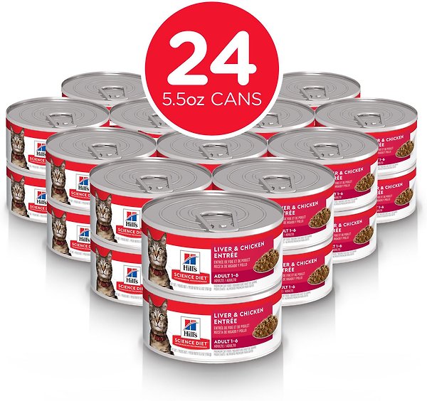 Show full view: Hill's Science Diet Adult Liver & Chicken Entree Canned Cat Food, 5.5-oz can, case of 24 slide 3 of 9