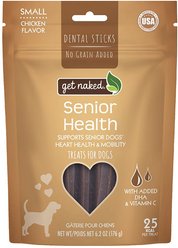 Get Naked Senior Health Grain-Free Dental Stick Dog Treats, Small, 18 count