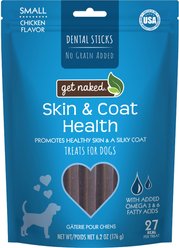 Get Naked Skin & Coat Health Grain-Free Dental Stick Dog Treats, Small, 18 count