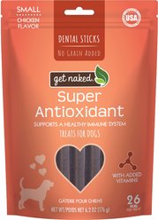 Get Naked Super Antioxidant Grain-Free Dental Stick Dog Treats, Small, 18 count