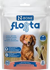 N-Bone Flossta Dual Action Beef Liver Flavor Dental Dog Chews, 8 count
