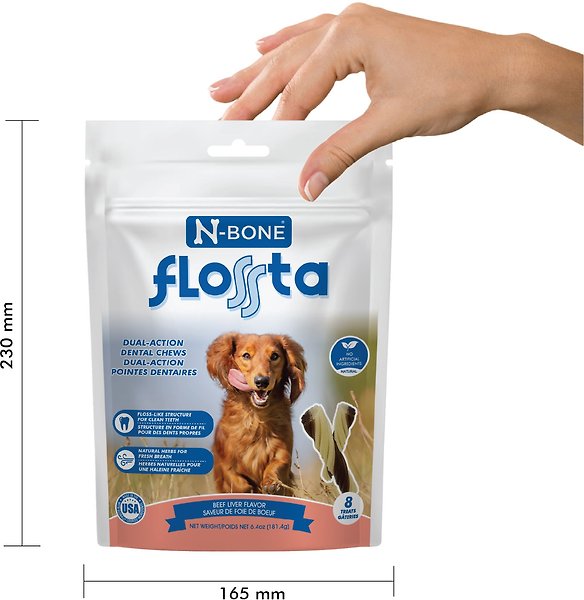 Show full view: N-Bone Flossta Dual Action Beef Liver Flavor Dental Dog Chews, 8 count slide 4 of 8