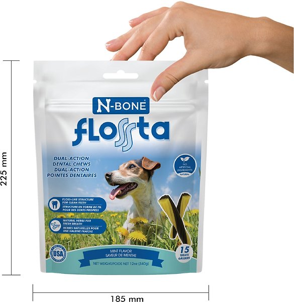 Show full view: N-Bone Flossta Dual Action Mint Flavor Dental Dog Chews, 15 count slide 4 of 8