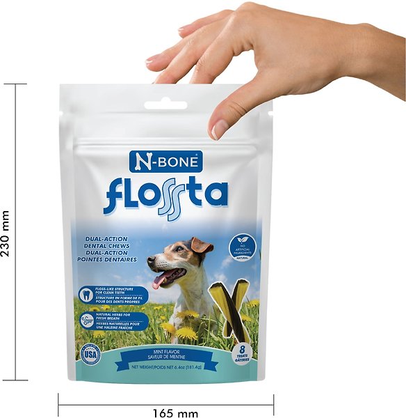 Show full view: N-Bone Flossta Dual Action Mint Flavor Dental Dog Chews, 8 count slide 4 of 8