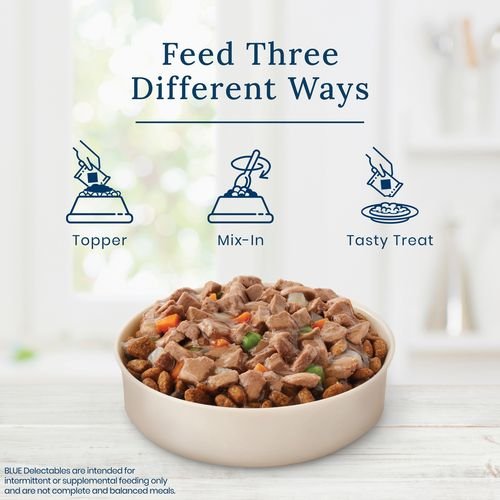 Show full view: Blue Buffalo Tempting Toppers Beef Dinner Natural Wet Dog Food Topper, 3-oz pouch, case of 24 slide 3 of 4