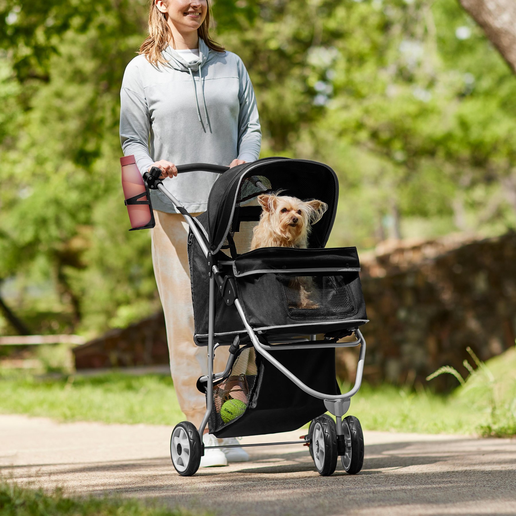 FRISCO Dog & Cat Collapsible Stroller, Black - Chewy.com | Chewy Canada
