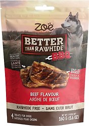 Zoe Better Than Rawhide BBQ Steak Beef Flavour Hard Chew Dog Treats, 4 count