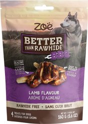 Zoe Better Than Rawhide BBQ Chop Lamb Flavour Hard Chew Dog Treats, 4 count