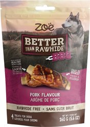 Zoe Better Than Rawhide BBQ Rib Pork Flavour Hard Chew Dog Treats, 4 count