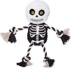 Frisco Halloween Skeleton Plush with Rope Squeaky Dog Toy, Medium/Large