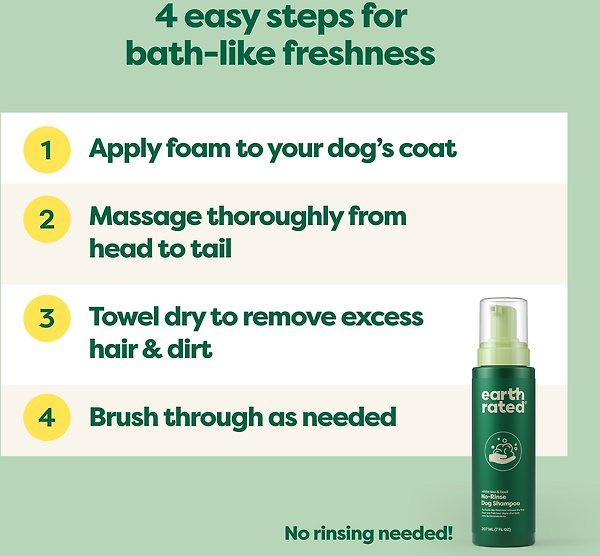 Show full view: Earth Rated No-Rinse Foaming Dog Shampoo, 7-oz bottle slide 5 of 8