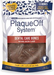 ProDen PlaqueOff System Natural Bacon Flavored Dental Bone Dog Treats, 13 count
