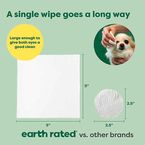 Show full view: Earth Rated Hypoallergenic Dirt & Tear Stain Removal Fragrance Free Dog Eye Wipes, 70 count slide 6 of 9