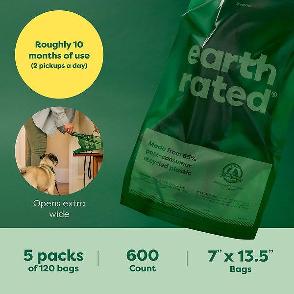 Show full view: Earth Rated Easy-Tie Poop Bags with Handles Value Pack, 600 count, Lavender Scented slide 4 of 7