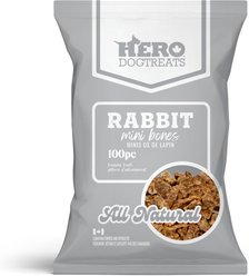 Hero Dog Treats Rabbit Mini Bones Dog Treats, 100 count