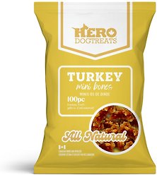 Hero Dog Treats Turkey Mini Bones Dog Treats, 100 count