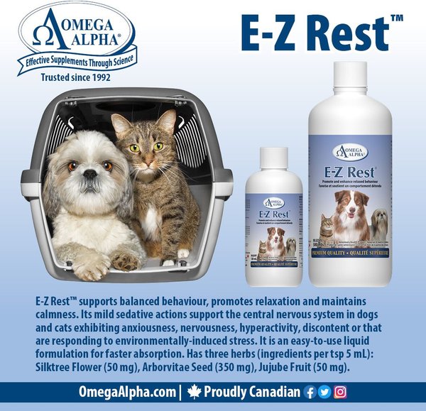 Show full view: Omega Alpha E-Z Rest Relaxation Dog & Cat Supplement, 120-mL bottle slide 4 of 8