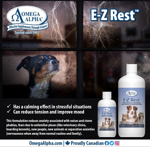 Show full view: Omega Alpha E-Z Rest Relaxation Dog & Cat Supplement, 120-mL bottle slide 5 of 8