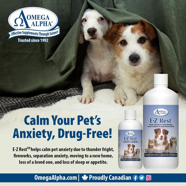 Show full view: Omega Alpha E-Z Rest Relaxation Dog & Cat Supplement, 500-mL bottle slide 4 of 8