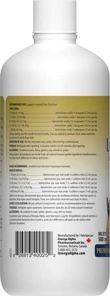 Show full view: Omega Alpha LiverTone Liver Detoxification Dog & Cat Supplement, 500-mL bottle slide 3 of 5