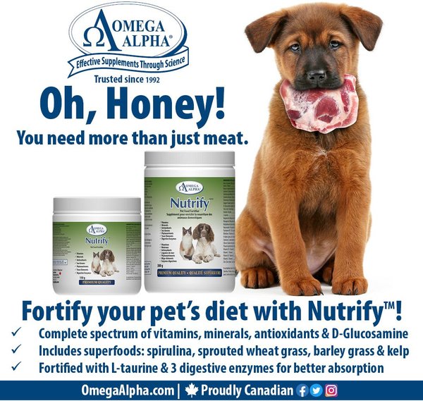 Show full view: Omega Alpha Nutrify Food Fortifier Dog & Cat Supplement, 300-g bottle slide 5 of 6