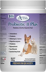 Omega Alpha Probiotic 8 Plus Healthy Digestion Dog & Cat Supplement, 310-g bottle