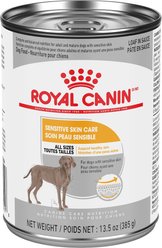 Royal Canin Canine Care Nutrition Sensitive Skin Care Loaf in Sauce Wet Canned Dog Food, 13.5-oz can, case of 12