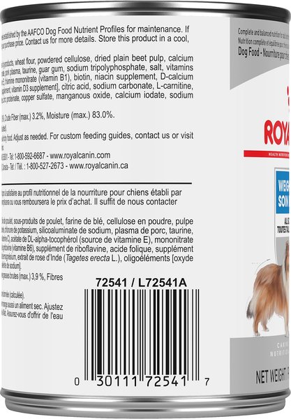 Show full view: Royal Canin Canine Care Nutrition Weight Care Loaf in Sauce Wet Canned Dog Food, 13.5-oz can, case of 12 slide 3 of 11