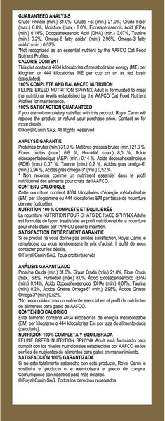 Show full view: Royal Canin Feline Breed Nutrition Sphynx Dry Cat Food, 3.18-kg bag slide 9 of 10