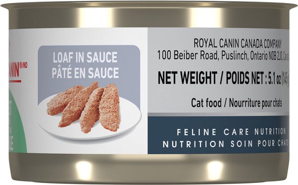 Show full view: Royal Canin Feline Care Nutrition Digestive Care Loaf in Sauce Wet Canned Cat Food, 145-g can, case of 24 slide 4 of 5