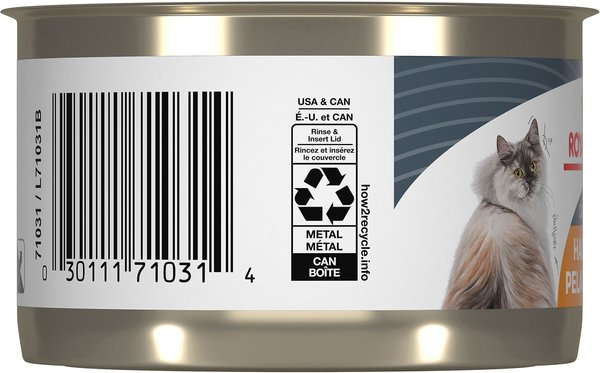 Show full view: Royal Canin Feline Care Nutrition Hair & Skin Care Loaf in Sauce Wet Canned Cat Food, 5.1-oz can, case of 24 slide 3 of 8