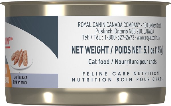 Show full view: Royal Canin Feline Care Nutrition Hair & Skin Care Loaf in Sauce Wet Canned Cat Food, 5.1-oz can, case of 24 slide 4 of 8