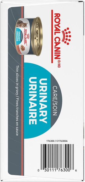 Show full view: Royal Canin Feline Care Nutrition Urinary Care Thin Slices in Gravy Wet Canned Cat Food, 3-oz can, case of 12 slide 3 of 6