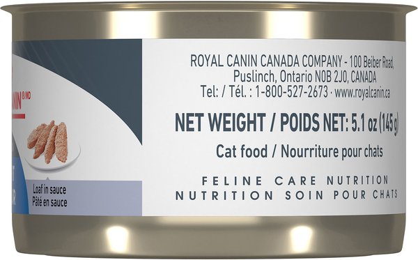 Show full view: Royal Canin Feline Care Nutrition Weight Care Loaf in Sauce Wet Canned Cat Food, 145-g can, case of 24 slide 4 of 7