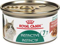 Royal Canin Feline Health Nutrition Instinctive 7+ Thin Slices in Gravy Wet Canned Cat Food, 3-oz can, case of 24