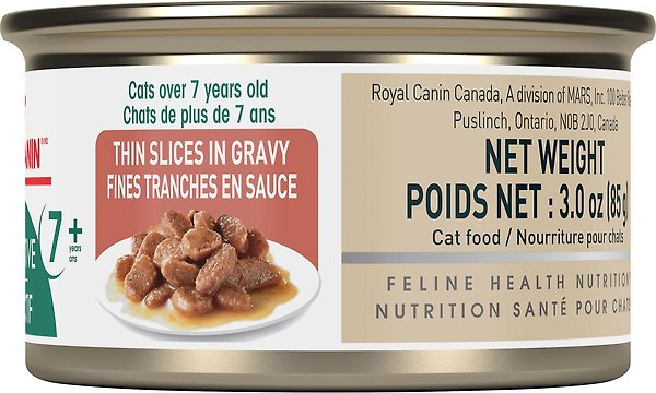 Show full view: Royal Canin Feline Health Nutrition Instinctive 7+ Thin Slices in Gravy Wet Canned Cat Food, 3-oz can, case of 24 slide 4 of 7