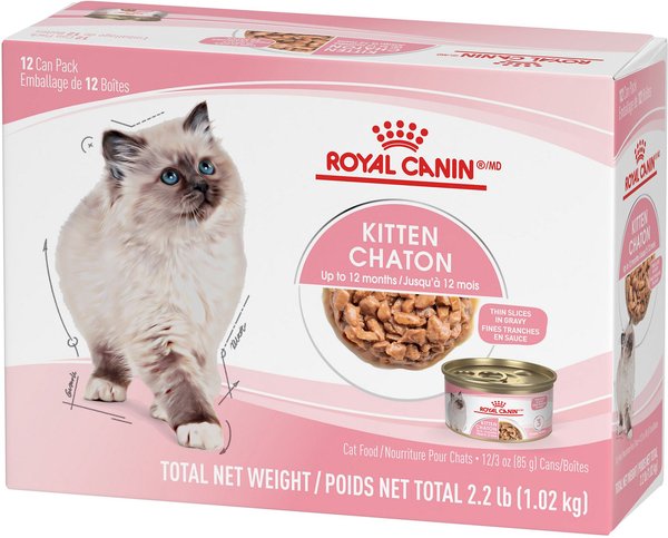 Show full view: Royal Canin Feline Health Nutrition Kitten Thin Slices In Gravy Wet Canned Cat Food, 85-g can, case of 12 slide 5 of 10