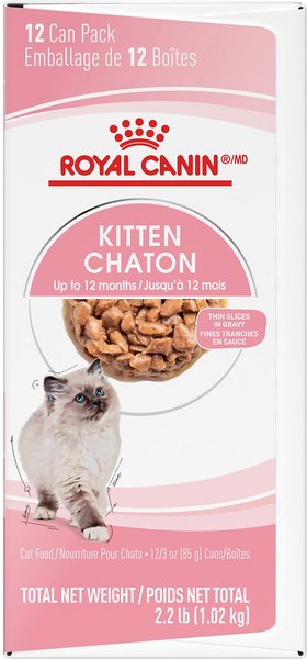 Show full view: Royal Canin Feline Health Nutrition Kitten Thin Slices In Gravy Wet Canned Cat Food, 85-g can, case of 12 slide 6 of 10
