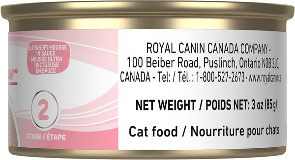 Show full view: Royal Canin Feline Health Nutrition Mother & Babycat Ultra Soft Mousse Wet Canned Cat Food, 85-g can, case of 24 slide 4 of 8