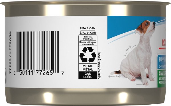 Show full view: Royal Canin Size Health Nutrition Small Puppy Thin Slices in Gravy Wet Dog Food, 5.1-oz can, case of 24 slide 3 of 7