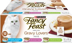 Fancy Feast Gravy Lovers Pate Assorted Variety Pack Wet Cat Food, 85-g can, case of 12