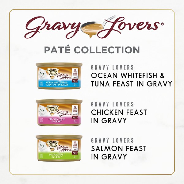 Show full view: Fancy Feast Gravy Lovers Pate Assorted Variety Pack Wet Cat Food, 85-g can, case of 12 slide 6 of 9
