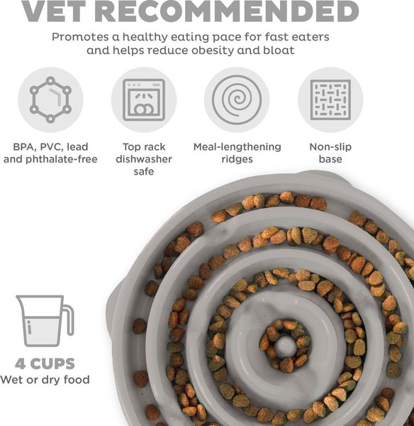 Show full view: Outward Hound Fun Feeder Drop Dog Bowl, Grey, Large slide 3 of 8