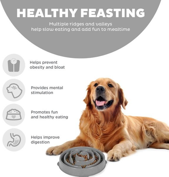 Show full view: Outward Hound Fun Feeder Drop Dog Bowl, Grey, Large slide 4 of 8