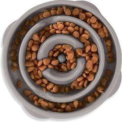 Outward Hound Fun Feeder Drop Dog Bowl, Grey, Medium