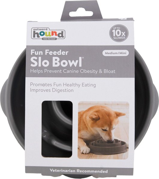 Show full view: Outward Hound Fun Feeder Drop Dog Bowl, Grey, Medium slide 7 of 8