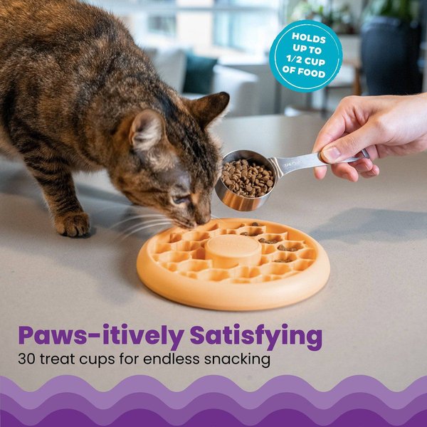 Show full view: Catstages Non-Skid Slow Feeder Cat Bowl, Orange, 0.5-cup slide 3 of 6