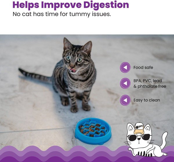 Show full view: Catstages Kitty Slow Feeder, Blue, 0.75 cup slide 4 of 9