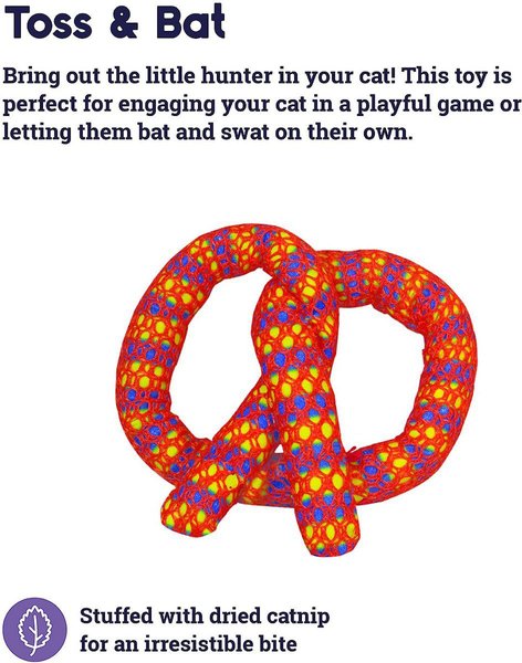 Show full view: Catstages Plaque Away Pretzel Cat Toy with Catnip, Color Varies slide 3 of 6