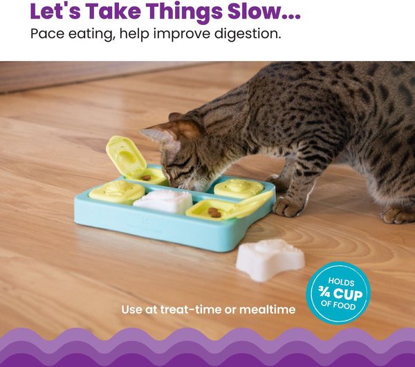 Show full view: Catstages Kitty Cube Cat Treat Puzzle Toy, Blue slide 4 of 7